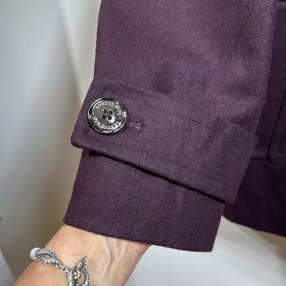(W3) London Fog Wool Blend Zip Up Hooded Coat, Wine Red, Size L - Picture 7 of 14